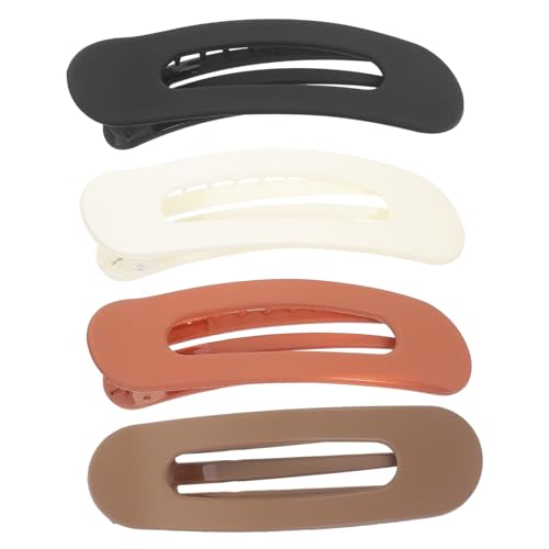 HAMPPLIES 4 Stück Teiliges Haarschmuck Flache Alligator Haarklammern für Dickes Haar Eleganter Vielseitig Einsetzbar Kunststoff Mattiert Damen Haarspangen in Beige Karamell Schwarz Braun von HAMPPLIES