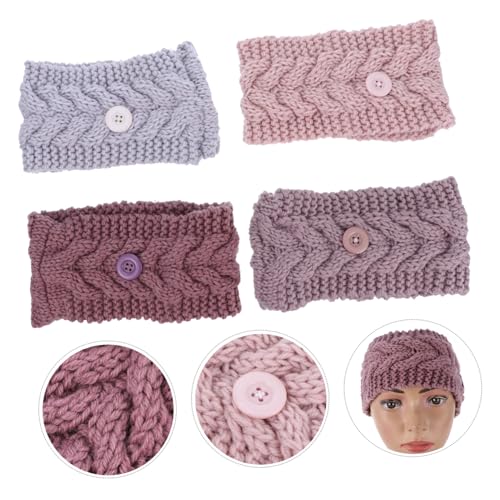 HAMPPLIES 4 Stück Teiliges Knopf-haarband mit Ohrenschutz Elastische Gestrickte Stirnbänder für Maskenhalterung Warme Winter-kopfbedeckung für Damen und Herren Schützt vor Kälte und von HAMPPLIES
