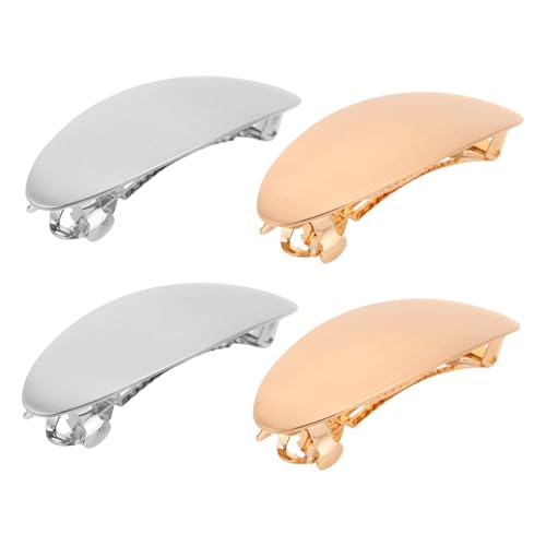 HAMPPLIES 4 Stück Teiliges Metall Haarspangen Oval Französische Barrettes mit Gebürsteter Oberfläche für Damen Rutschfester Ergonomisches Design Bequem für Hochzeit Party und Alltag von HAMPPLIES