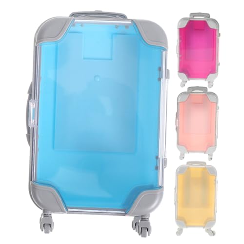 HAMPPLIES 4 Stück Teiliges Mini Koffer Kunststoff Aufbewahrungsboxen mit Rollgriff und Rädern Klare Kleine Kosmetik und Wimpernboxen für Reisen Stilvolle Dekorative Organizer für Make Up und von HAMPPLIES