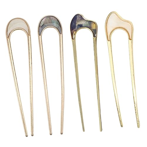 HAMPPLIES 4 Stück Teiliges Retro Haargabel aus Metall U förmige Haarnadeln mit Muschel design Stabile Haarklammern für Damen und Mädchen Vielseitiges Haar accessoire für Stilvolle Frisuren von HAMPPLIES