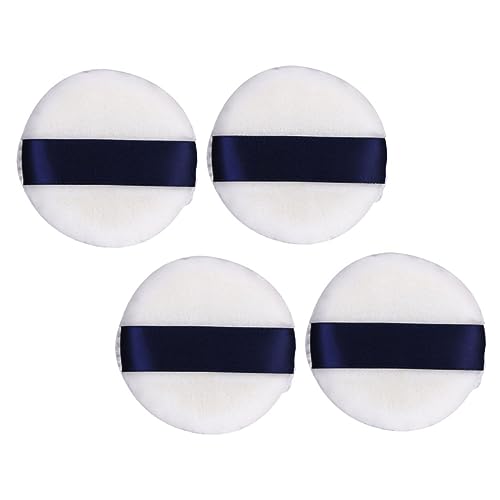 HAMPPLIES 4 Stück Teiliges Runde Make Up Puderquasten mit Band Hautfreundlich und Wiederverwendbar Kleine Weiche Puderpuffs für Losen Puder und Foundation Geeignet für Frauen und Mädchen von HAMPPLIES