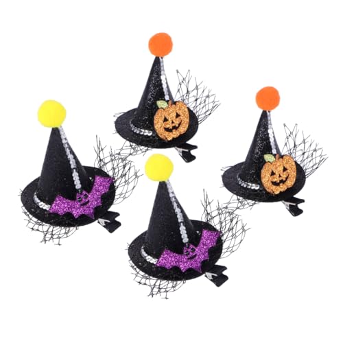 HAMPPLIES 4 Stück Teiliges Spitze Hexenhut Haarclips Halloween Party Haarspangen Cosplay Haarschmuck für Damen und Mädchen Langlebig Leicht Atmungsaktiv Zufälliger Stil von HAMPPLIES