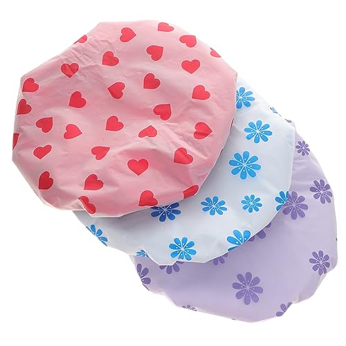 HAMPPLIES 4 Stück Teiliges Wasserdichtes Duschhauben mit Elastischem Band Mehrfach Verwendbare Haarkappen für Frauen Geeignet für Langes Lockiges Haar Braids und Salonpflege von HAMPPLIES