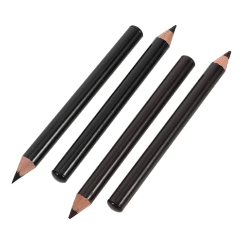 HAMPPLIES 4 Stück Wasserfester Augenbrauenstift Set Teilig mit Holzschaft Langanhaltend Schweißresistent Natürliches Finish für Damen und Anfänger Präzises Styling Schwarz Braun Einfach von HAMPPLIES