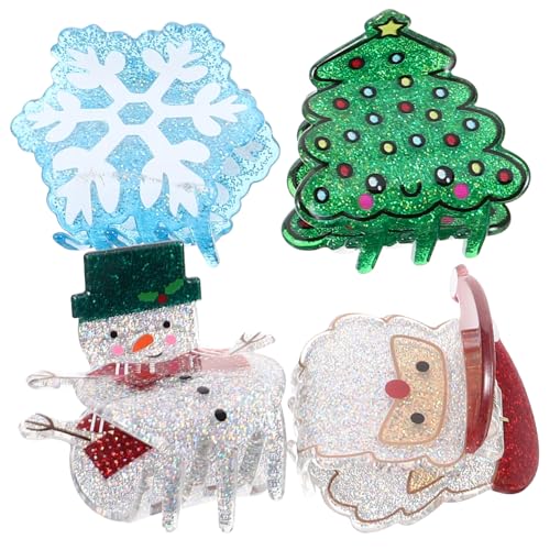 HAMPPLIES 4 Stück Weihnachtshaarspangen Klauenclip haarspangen weihnachten Mädchen Krallenclips für Urlaub dünn weihnachtsbaum Klammer Weihnachtsclip kleine Clips für Haare Acryl von HAMPPLIES