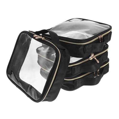 HAMPPLIES 4 Stück wasserdichte Transparente PVC Kosmetiktaschen mit Reißverschluss Handlicher Kulturbeutel für Make Up Toilettenartikel Tragbar mit Henkel Vielseitig als Reise Organizer für von HAMPPLIES