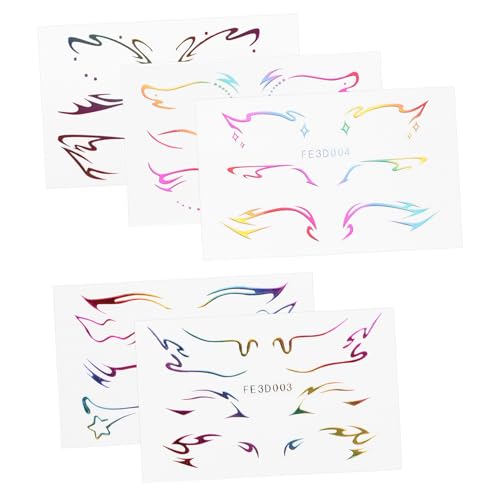 HAMPPLIES 5 Blätter Temporäre Eyeliner Sticker Wasserfest Selbstklebend Lidschatten Aufkleber für Theaterschminke und Cosplay Makeup zur Perfekten Augenlinie bei Karneval und Party von HAMPPLIES