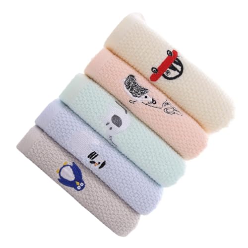 HAMPPLIES 5 Stck Teiliges Weicher Baumwoll handtücher für Saugfähige Gesichtstücher und Waschlappen Vielseitig Verwendbare Atmungsaktive und Hautfreundliche Waschtücher in Gelb Grün Blau von HAMPPLIES