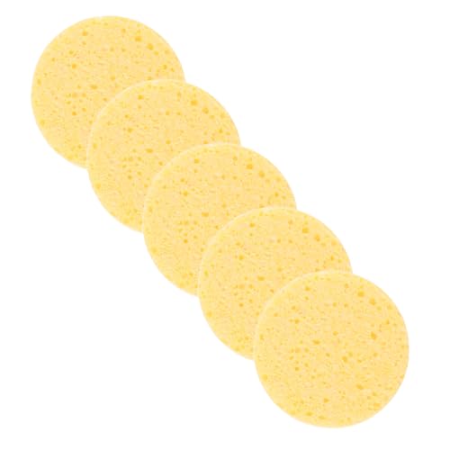 HAMPPLIES 5 Stück Runde Hautfreundliche Abschminkschwämme aus Zellulose Weich und Sanft für Gesichtsreinigung Porentiefes Reinigen Ölfrei Vielseitig für Frauen für Unterwegs Gelb von HAMPPLIES
