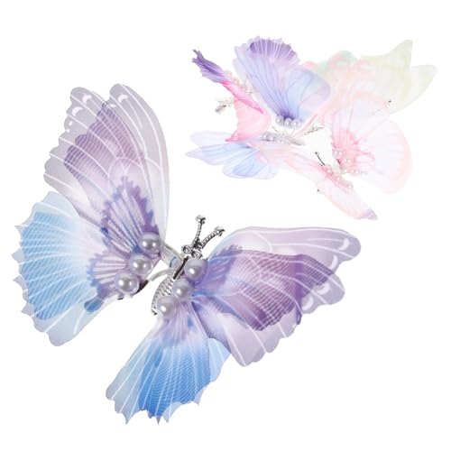 HAMPPLIES 5 Stück Teiliges Bunte Schmetterling Haarspangen für Mädchen Doppellagige Dünne Tüllclips mit Farbverlauf Dekorative Haarklammern für Vielseitig für Hochzeit Party und Alltag von HAMPPLIES
