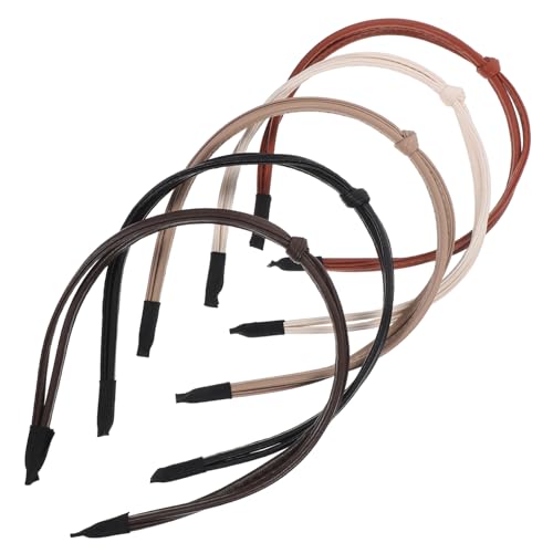 HAMPPLIES 5 Stück Teiliges Damen Knotted Headband Dünne Haarbänder aus Leder in Schwarz Karamell Khaki Bequeme Leichte Kopfband für von HAMPPLIES