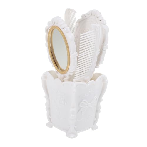 HAMPPLIES 5 Stück Teiliges Haarkamm und Bürsten Set mit Detangling Haarbürste und Praktischem Aufbewahrungseimer Vintage Kosmetik Organizer für Effizientes Entwirren und Stilvolles Styling von HAMPPLIES