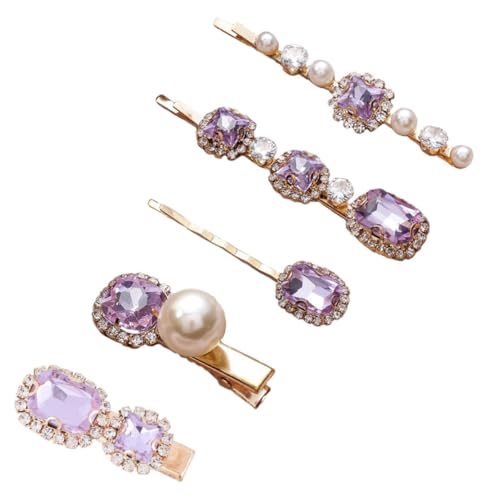 HAMPPLIES 5 Stück Teiliges Haarschmuck Damen mit Strass und Perlen Haarklammern zum Fixieren Vielseitige Haarspangen für Hochzeit Dating und Alltag Schonend für Haare und Haut von HAMPPLIES