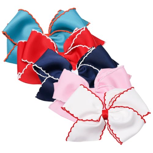 HAMPPLIES 5 Stück Teiliges Haarspangen mit Farbigen Schleifen Süße Haarklammern für Mädchen Rutschfeste Haaraccessoires mit Zarter Umrandung Passend zu Verschiedenen Outfits Modisch und von HAMPPLIES