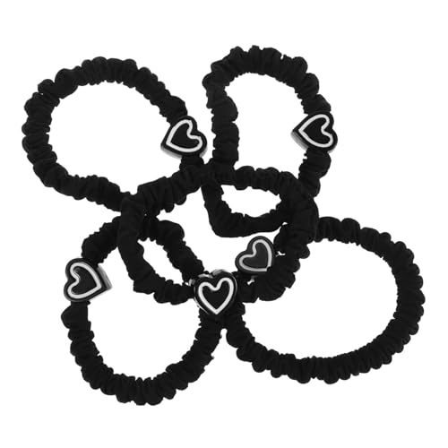 HAMPPLIES 5stücke Herzform Haargummis Für Damen Und Mädchen Elastische Rutschfeste Pferdeschwanzhalter Haargummi Für Damen Haar-accessoires Schwarz von HAMPPLIES