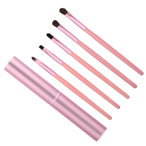 HAMPPLIES 5 Stück Teiliges Lidschatten Pinselset aus Weichem Pferdehaar Tragbares Augen Make Up Zubehör für Präzises Verblenden und Professionelles Auftragen für Tägliche Zufällige Farbe von HAMPPLIES