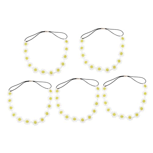 HAMPPLIES 5 Stück Teiliges Weißes Kleines Haarband Modisches Damen Haarreif mit Gelber Blüte Bequemer Haarschmuck für Mädchen Alltag und Fest von HAMPPLIES