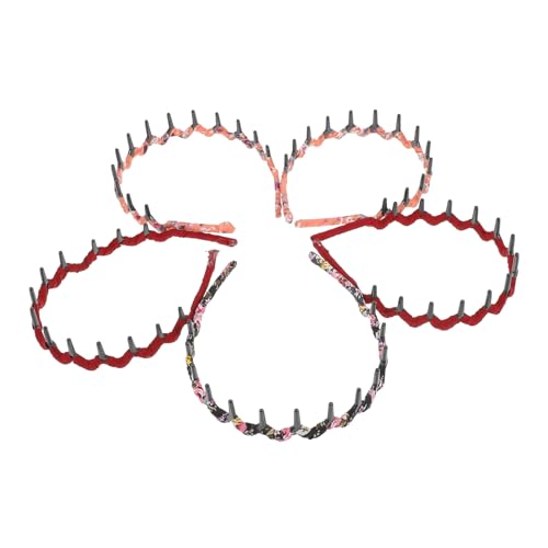 HAMPPLIES 5 Stück Teiliges Wellenförmige Leopard Muster Haarreifen mit Zähnen Elastische Kunststoff Stirnbänder für Damen und Herren Vielseitiger Haarschmuck mit Zufällige Farbe von HAMPPLIES