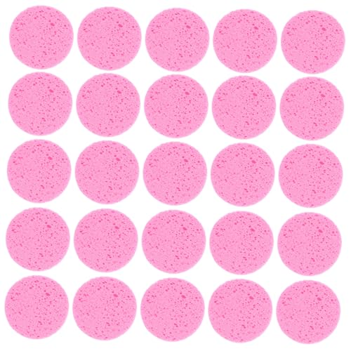 HAMPPLIES 50 Stück Runde Makeup Entferner Schwämme aus Zellulose Sanftes Peeling Gesichtsreinigungsschwämme für Empfindliche Haut zur Make up Entfernung und Porentiefenreinigung von HAMPPLIES