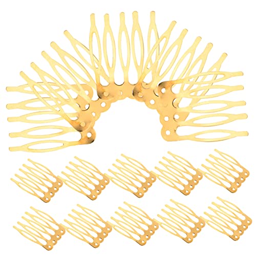 HAMPPLIES 50 Stück Teiliges DIY Haarkamm Goldfarben Fünfzinkige Haarschmuck Accessoires Einfache Haarkämme für Damen und Mädchen Handgefertigte Styling Tools für Vielseitige Frisuren von HAMPPLIES