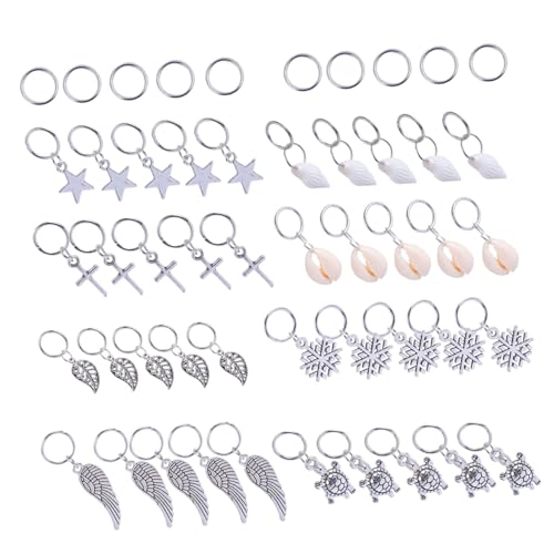 HAMPPLIES 50 Stück Teiliges Haarschmuck aus Silberfarbenen Metallringen für Zöpfe Sternmotiven Einfach zu Befestigen Haar Accessoires für Partys Hochzeiten und Fotoshootings von HAMPPLIES