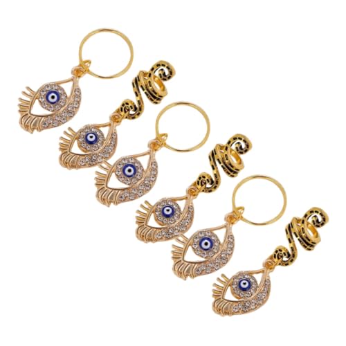 HAMPPLIES 6 Stck. Teiliges Dreadlock Haarringe aus Metall Spiralförmige Haaraccessoires mit Bösem Auge Anhängern Langlebiger Haarschmuck für Zöpfe Flecht und Party Accessoires für Damen von HAMPPLIES