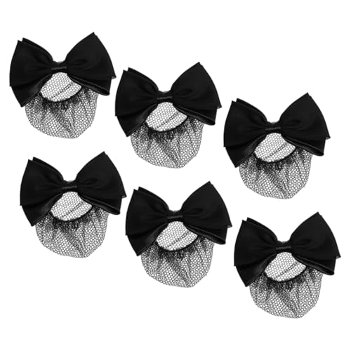 HAMPPLIES 6 Stück Haarnetze mit Schleifen Elastische Haarknoten abdeckung für Damen Professioneller Haarschmuck Feines Netz Zuverlässiger Sitz für Arbeit und Alltag Eleganter Haarschmuck von HAMPPLIES