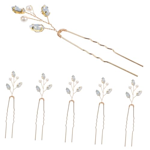 HAMPPLIES 6 Stück Teiliges Braut Haarschmuck U Förmige Haarnadeln mit Strass Hochzeit Haarklammern Langlebig für Damen Hochzeitsfrisuren und Festliche Anlässe von HAMPPLIES