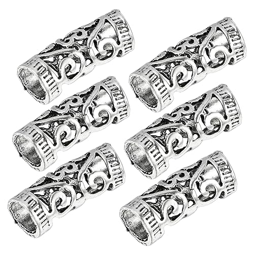 HAMPPLIES 6 Stück Teiliges Dreadlock Haarringe aus Legiertem Vintage Hohlgearbeitet Zarte Haarmanschetten für Dreadlocks Silberfarbene DIY Haaraccessoires für Zöpfe und Haarschmuck von HAMPPLIES