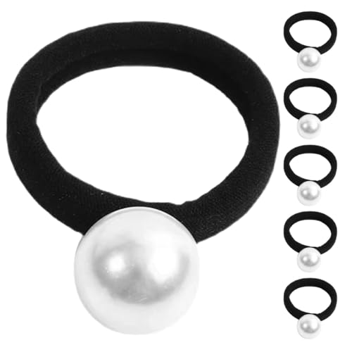 HAMPPLIES 6 Stück Teiliges Große Perlen Haargummis Elastische Haarbänder für Frauen Mädchen Vielseitige Haaraccessoires Fester Griff Bequem für Alltag Hochzeit Geburtstagsfeiern von HAMPPLIES