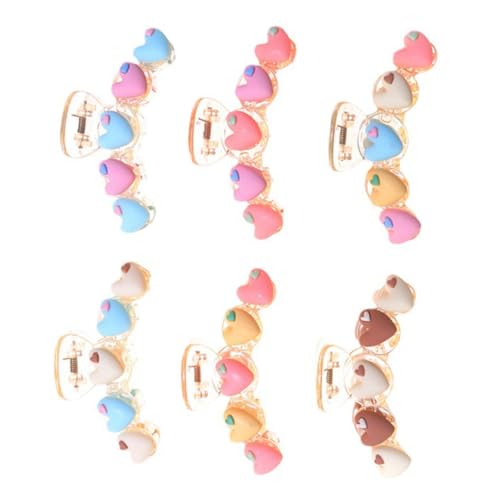 HAMPPLIES 6 Stück Teiliges Herz haar klauen Matte Bunte Haarklammern mit Fester Fixierung Vielseitige Back hair Clips für Dünnes Haar Geeignet für Frauen und Mädchen Modisch und Praktisch von HAMPPLIES