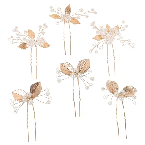 HAMPPLIES 6 Stück Teiliges Set Braut Haarnadeln mit Perlen und Strass U Förmige Haarclips für Hochzeiten Eleganter Haarschmuck für Bräute und Brautjungfern von HAMPPLIES