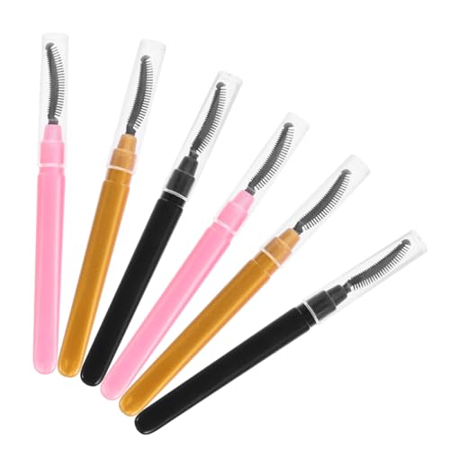 HAMPPLIES 6 Stück Teiliges Silikon Wimpernbürsten Mascara Applikatoren in Schwarz Gold Vielseitige Wiederverwendbare Augen Make Up Tools mit Staubschutz Tragbar für Reisen und Präzises von HAMPPLIES