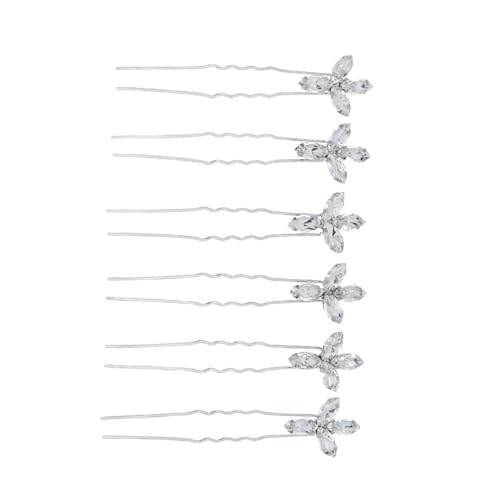 HAMPPLIES 6 Stück U Förmige Haarklammern mit Funkelnden Strasssteinen Modischer Haarschmuck für Frauen Vielseitig für Alltag und Hochzeit Leichte und Komfortable Haarspangen Stilvolle von HAMPPLIES