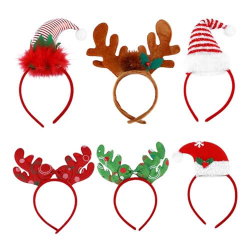 HAMPPLIES 6 Stück Weihnachtsstirnbandkopfschnalle Geweih Weihnachtsstirnbänder Weihnachtszubehör Weihnachten Erwachsene Weihnachtshüte Stirnband Weihnachtshaarband Stoff (Polyester) von HAMPPLIES