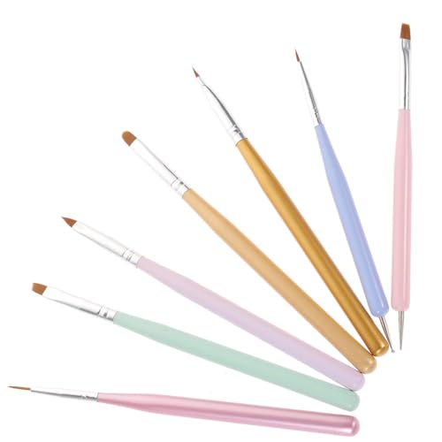 HAMPPLIES 7 Stück Teiliges Nail Art Pinselset Kreative Malpinsel für Nageldesign für DIY Maniküre und Professionelle Nagelsalons mit Flexiblen Borsten für Präzise Muster und Farbauftragung von HAMPPLIES