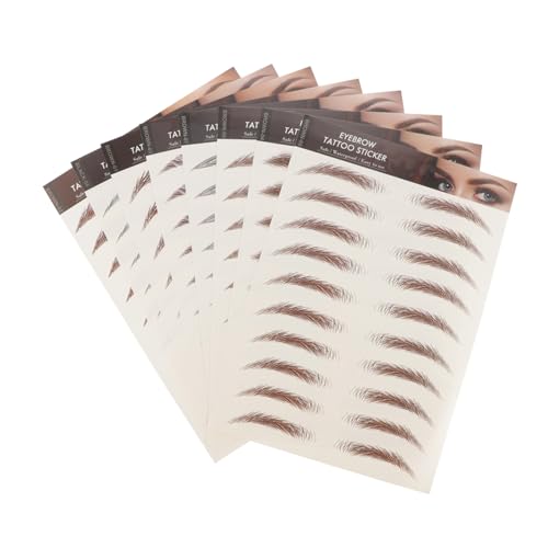 HAMPPLIES 8 Blatt Wasserfeste Augenbrauen Sticker Natürliche Brauen Schminkschablonen für Damen Schnelle Anwendung Langanhaltend Realistische Brauen Dekor von HAMPPLIES