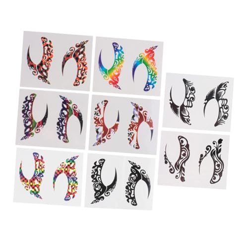 HAMPPLIES 8 Paare Selbstklebende Augen Make Up Augenbrauen Sticker Langlebig Glänzend Bunte Gesicht Aufkleber Für Party Dekoration Frauen Mädchen von HAMPPLIES