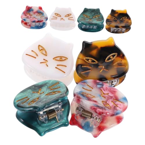 HAMPPLIES 8 Stck Teiliges Katzen haarspangen aus Acetat Kleine Leichte Haarklammern mit Dekorativer Katzenform Sicherer Halt für Dünnes und Dickes Haar Modisches Haaraccessoire für Frauen von HAMPPLIES