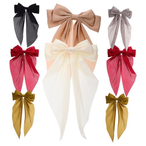 HAMPPLIES 8 Stück Teiliges Große Haarklammern mit Schleifen in Verschiedenen Farben Langlebige Haarspangen für Damen und Mädchen Geeignet für Dickes und Dünnes Haar Haarschleifen für von HAMPPLIES