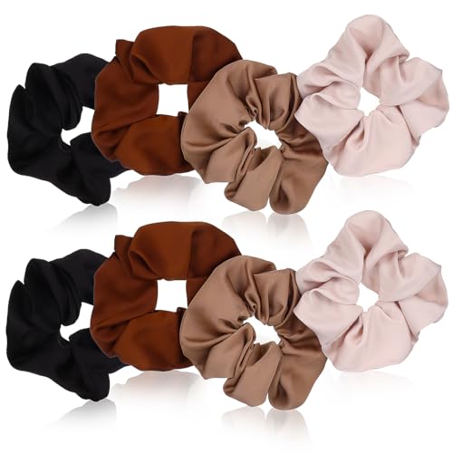 HAMPPLIES 8 Stück Teiliges Haargummis Damen Große Satin Scrunchies Schwarz Braun Khaki und Beige Weiche Haarbänder für Rutschfest und Komfortabel HAMPPLIES 8 Stück Teiliges Haargummis Damen Große Satin Scrunchies Schwarz Braun Khaki und Beige Weiche Haarbänder für Rutschfest und Komfortabel von HAMPPLIES