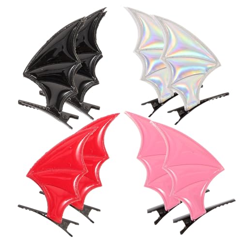 HAMPPLIES 8 Stück Teiliges Halloween Fledermausflügel Haarnadel aus Stoff und Metall Langlebige Kostüm Accessoires für Damen und Mädchen Vielseitig Einsetzbar bei Cosplay und Maskerade von HAMPPLIES
