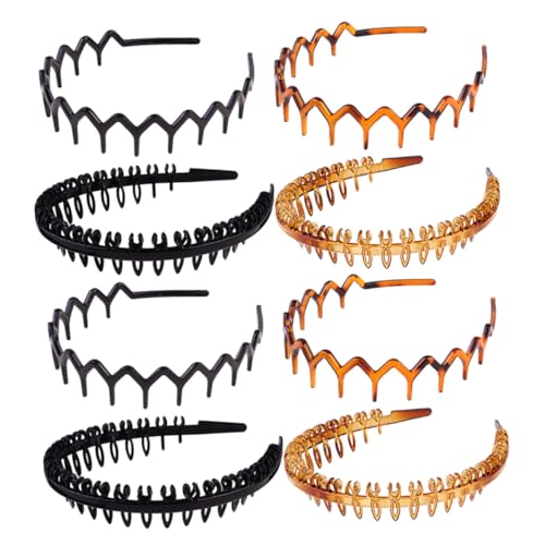 HAMPPLIES 8 Stück Teiliges Kunststoff Haarreif mit Rutsch Zähnen Retro Stil Komfortabel und Sicher Strapazierfähig für Damen Tägliche Haarstyling Zubehör in Schwarz und Braun von HAMPPLIES