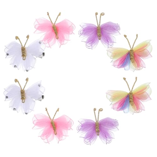 HAMPPLIES 8 Stück Teiliges Schmetterling Haarclip Kleine Haarklammern für Mädchen Handgefertigte Netzstoff Haarschmuck Dekorative Haarspangen Für Ponytail Flechtfrisuren Geschenkidee von HAMPPLIES