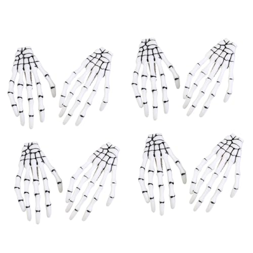 HAMPPLIES 8 Stück Teiliges Weiße Halloween Haarklammern Skelett Hand Design Stabile Claws Modische Haarspangen für Frauen und Mädchen Vielseitig für Kleidung Hüte und Taschen Geeignet von HAMPPLIES