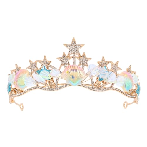 HAMPPLIES Barock Meerjungfrau Muschelkrone Haarschmuck Vintage Prinzessin Haarclip für Mädchen Hochzeit Party Festliche Anlässe von HAMPPLIES
