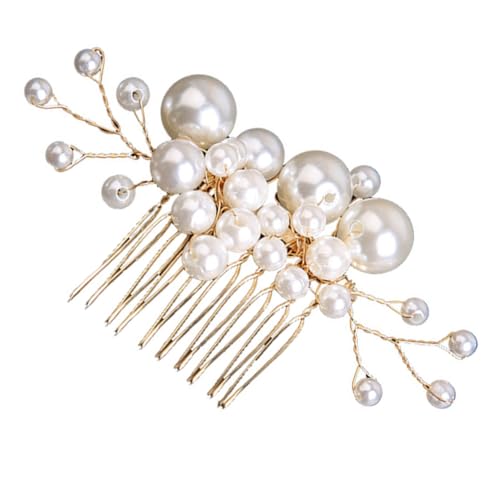 HAMPPLIES Braut Haarkamm Perlen Haarschmuck Eleganter Goldener Hochzeit Haarkamm Handgefertigter Brautschmuck für Besondere Anlässe Wie Hochzeit Ball Geburtstag Geeignet für Brautjungfern von HAMPPLIES