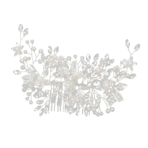 HAMPPLIES Braut Haarkamm Perlen mit Strass Hochzeit Haarschmuck Damen Haar Zubehör Silber Seitenkamm für Braut und Festliche Anlässe von HAMPPLIES