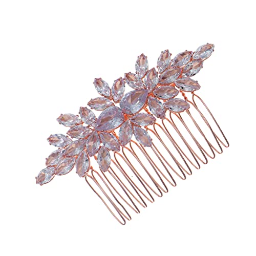 HAMPPLIES Braut Haarkamm Wassertröpfchen Zirkonia Glitzernder Hochzeit Haarschmuck für Damen und Brautjungfern Eleganter Schmuck für Hochzeitsfeier Party Festliche Anlässe Roségoldfarben von HAMPPLIES